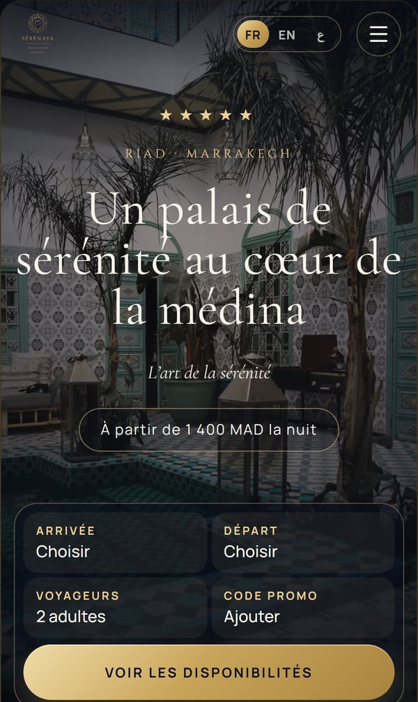 Votre site de réservation, sur téléphone